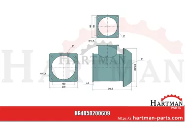 Trójnik 2x kołnierz 6" i 1x gniazdo 6"