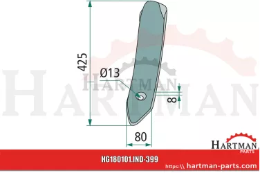 Ścinacz listwowy środkowe bez wspornika R18025750R, R18025750, 1802575