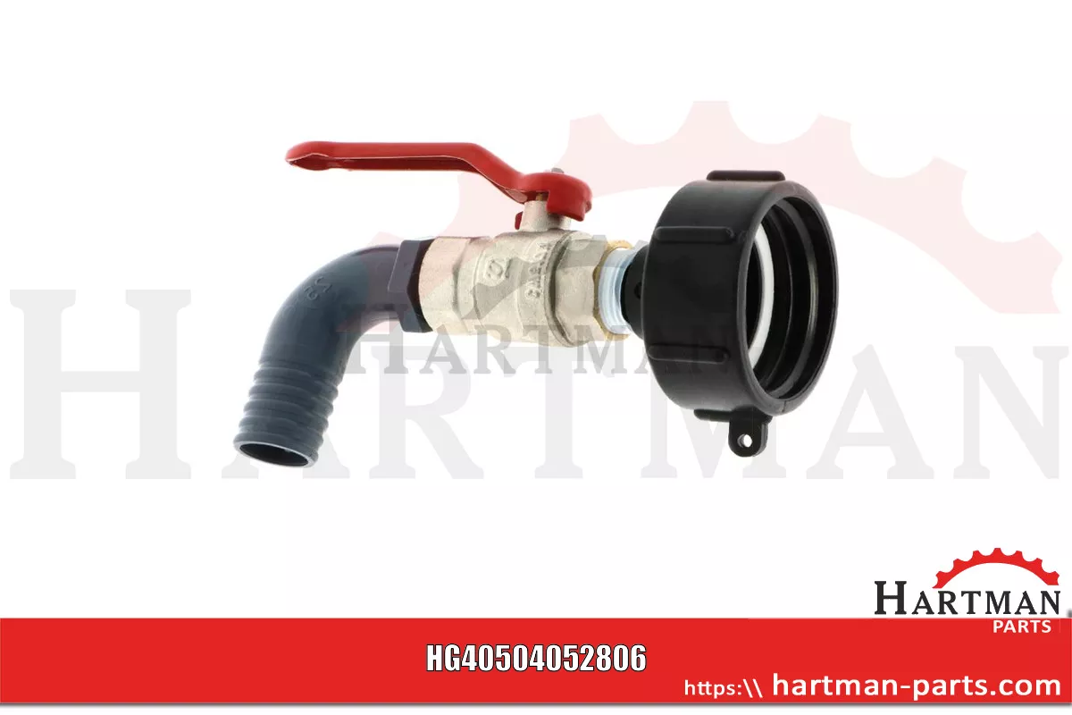 Zawór kulowy z adapterem IBC S 60 x 6 i końcówką węża do stosowania ze