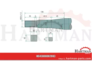 Ząb z nakrętką stożkową 18807, 0518280, 53127
