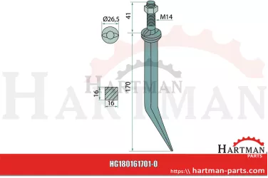 Śruba   Nat. M14 Ov Naturalnie twarde, proste