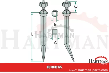 Śruba   Nat. M14 Naturalnie twarde, zakrzywione