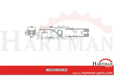 Palec przetrząsaczo-zgrabiarki karuz. lewy (czerwony) 0009024832, 9024