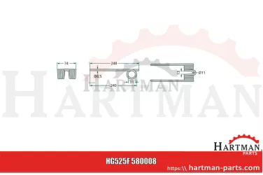 Palce zgrabiarki pokosowej krótki (srebrny) F580008