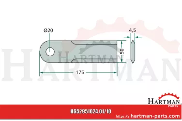 Nóż bijakowy opak. 10 gładki, ze stałą tuleją 1994760C4, 193361A1