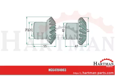 Zestaw kół zębatych zestaw składa się z 16502979 (22 zębów) i 16502980