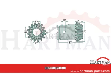 Koło zębate stożkowe wewnętrzne, 16 zębów 0623810