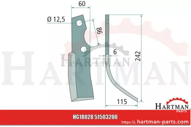 Nóż wygięty lewy 51503200