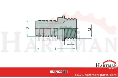Przyłącze proste węża 13 mm gwint zew. 1/4" A103013, 1032013