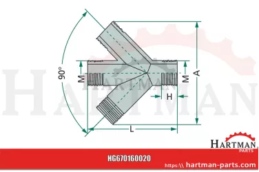 Przyłącze czterodrożne 45° wygięta 160020