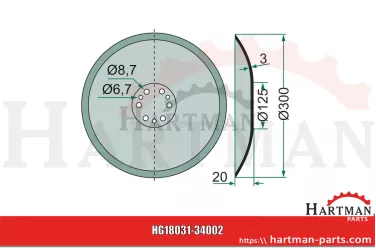 Tarcza redlicy gładka, Ø 300 x 3 mm, redlica CX 495390, AC495390