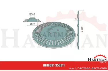 Krój tarczowy falisty, Ø 500 x 5 mm, 20” 076407R, KK076407R, 076407, K