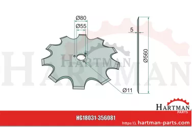 Krój tarczowy uzębiony, Ø 560 x 5 mm, 20” 31-356081