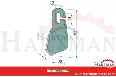 Nóż skrzydełkowy prawy, nieszlifowany 995777