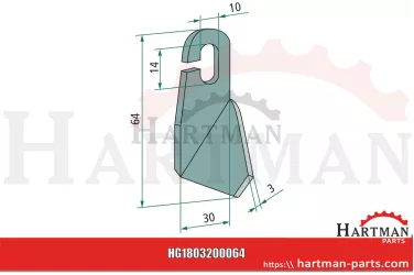 Nóż skrzydełkowy lewy, nieszlifowany 995778