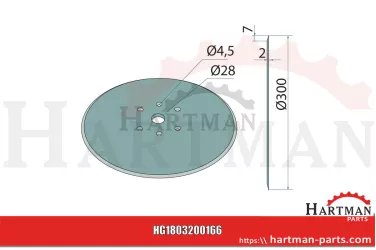 Talerz wysiewający 300 x 2 mm, koło osi otworów Ø - 77 mm 4.137.003