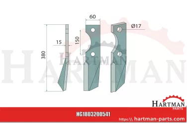 Nóż wirnika lewa strona MK0A00077, D04865