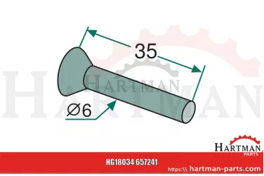 Nit z łbem wpuszczanym pakiet ok. 60 szt., 6 x 35 DIN 661 657241, AC65