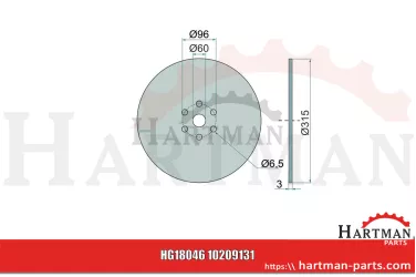 Redlica talerzowa gładka, Ø 315 x 3 mm 10209131, 10409130, 10409131