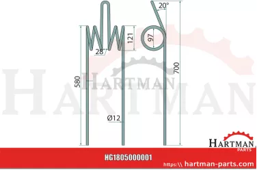 Ząb podwójny 12 x 660 mm Triathlon 905654,905654