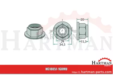 Nakrętka wieńcowa M16 x 1,5, 10.9 KR400012