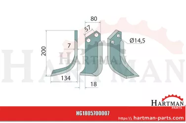 Nóż z kabłąkiem lewa strona 73000107420V, 73000107420, 107420