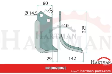 Nóż wygięty prawy M74100435R, M74100435, 74100435