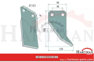 Nóż rotacyjny prawy G3596100, ZL011