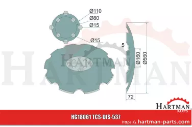 Talerz brony uzębiony, Ø 560 x 5 mm TCS-DIS-537