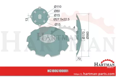 Talerz brony uzębiony, Ø 560 x 4 mm TCS-DIS-531