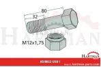 Śruba z nakrętką M12 x 1,75 x 80 mm 10.9 długość gwintu - 32 mm SW - 1