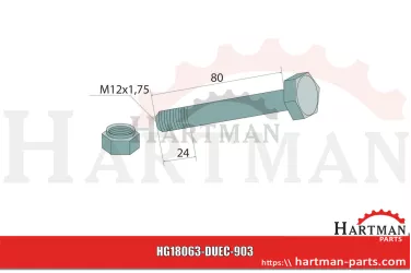 Śruba z nakrętką M12 x 1,75 x 80 mm 882000