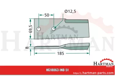 Nóż prosty, grubość - 8 mm 64462