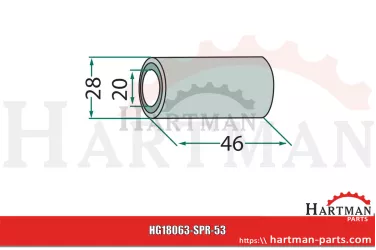 Tuleja 20 x 28 x 46 mm BC283L45