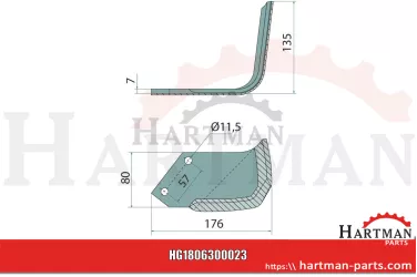 Protractor lewa, powlekana 73000624400V, 624400