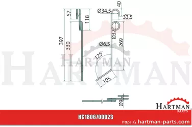 Zęby zagarniacza Grubość 6,5 mm 15001, 15-001