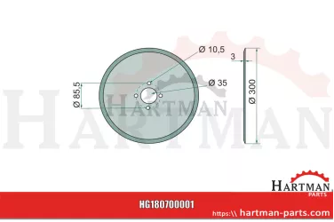 Tarczka redlicy gładki, Ø 300 x 3 mm CW650012200, CW650.012200