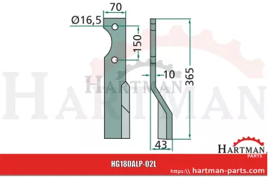 Nóż rotacyjny prawy MK0A00030, D01398