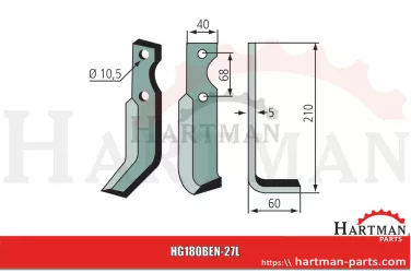 Nóż glebogryzarki prawy RL303-304