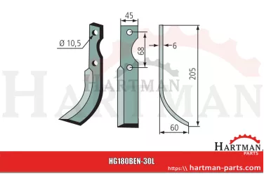 Nóż glebogryzarki prawy S.300 (18-6)