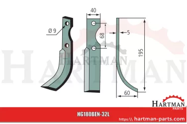 Nóż glebogryzarki lewy Z3 - 6CM003