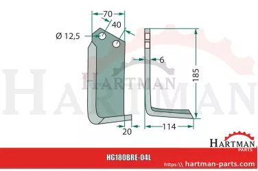Noże kątowe lewy BS10303, B1, B1S, B