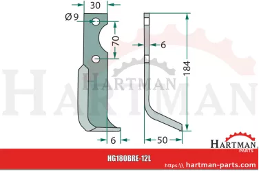 Nóż glebogryzarki lewy MM-11076, M21 - 1583