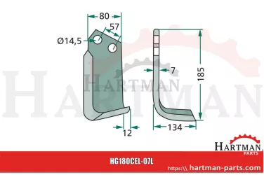 Nóż wygięty lewy 422515,422515