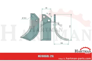 Nóż glebogryzarki prawy 5324