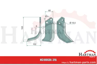 Nóż glebogryzarki lewy 4313