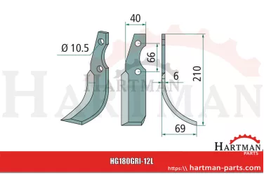 Nóż glebogryzarki prawy 21385