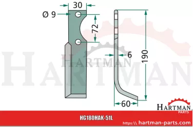 Nóż wygięty lewy E0143-11