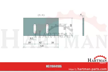 PŁYTA ZGARNIAJĄCA 124X60 MM ŚREDNICA OTW M36100933R, M36100933