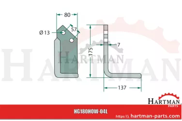 Nóż kątowy lewy 73000103900V, 3900, 63592, 73000003900